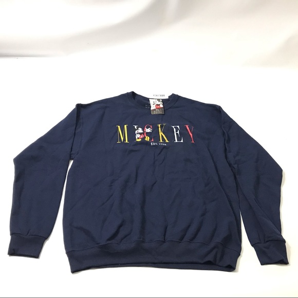 Disney Tops - Disney Mickey Crew Sweatshirt Size L Navy Blue